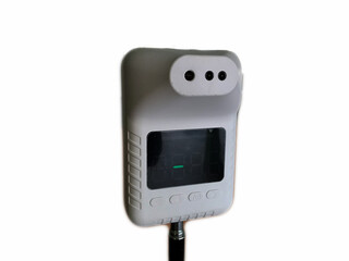 Fototapeta premium Infrared thermometer over white background.