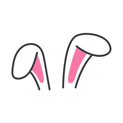 Vector flat variety of rabbit ears For decoration at a children's party on Easter.