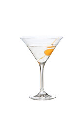 Martini Cocktail mit Physalis auf weißen Hintergrund