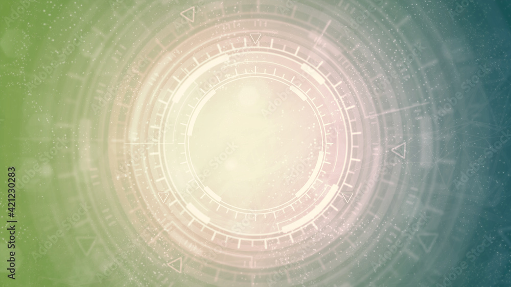 Aufkleber abstract 3d illustration - bright hi-tech abstract background of moving ui or hud circles, science c