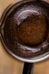 Making black coffee in cezva for the breakfast at the early morning.