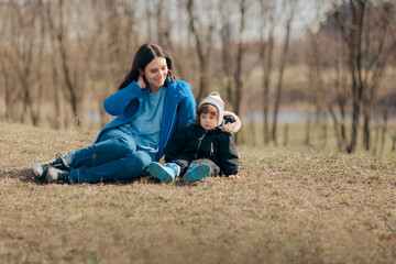 Fototapeta premium Happy Mother and Daughter Having Fun Outdoors
