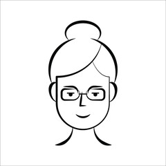 Woman beautiful face icon vector illustration on white background. color editable