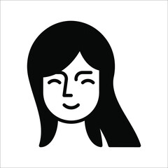 Woman beautiful face icon vector illustration on white background. color editable