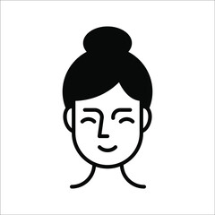 Woman beautiful face icon vector illustration on white background. color editable