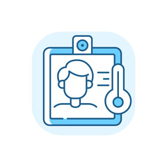 Contactless temperature screening blue RGB color icon. Tele thermographic smart systems that does temperature measurement of people. Isolated vector illustration