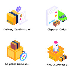 
Pack of Cargo Services Isometric Icons 

