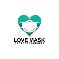 Love mask vector logo template. This design in use to protection symbol. Suitable for medical.
