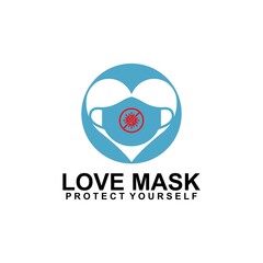 Obraz premium Love mask vector logo template. This design in use to protection symbol. Suitable for medical.