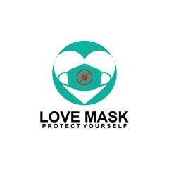 Love mask vector logo template. This design in use to protection symbol. Suitable for medical.