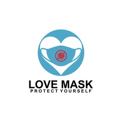 Love mask vector logo template. This design in use to protection symbol. Suitable for medical.
