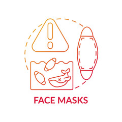 Face masks concept icon. Top environmental challenges idea thin line illustration. Protective equipment against covid. Ecology problem. Vector isolated outline RGB color