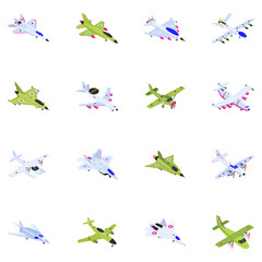 Isometric Icons of Fighter Jets
