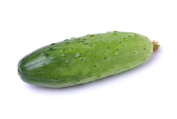  Fresh cucumber and slices on white background.
