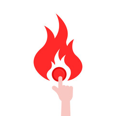 finger pushing on red fire alarm button