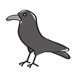Left-facing crow with a rough line art touch