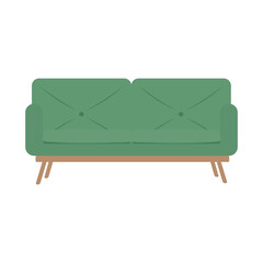Vector image of a sofa in flat style. Green sofa.