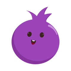 Sweet blueberries. Funny fruit character. Emotions. Fruit emoticon. Kawaii. Vector flat illustration.