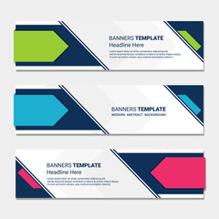 Set of horizontal banner design modern social media template isolated white background 