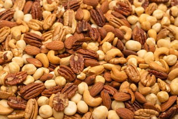 Mix of nuts as a background.
