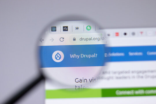 New York, USA - 18 March 2021: Drupal company logo icon on website, Illustrative Editorial.