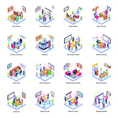 
Pack of Business Meeting Isometric Illustrations


