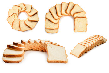 Bread slices isolated on white background.