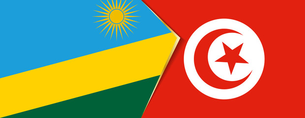 Rwanda and Tunisia flags, two vector flags.