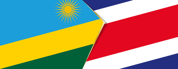 Rwanda and Costa Rica flags, two vector flags.