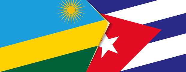 Rwanda and Cuba flags, two vector flags.