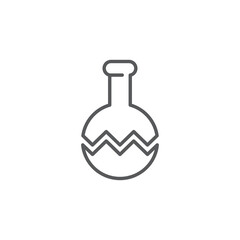 Cracked test tube and flask chemical laboratory test icon isolated on white background. Laboratory glassware sign. Vector