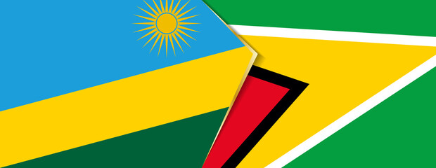 Rwanda and Guyana flags, two vector flags.