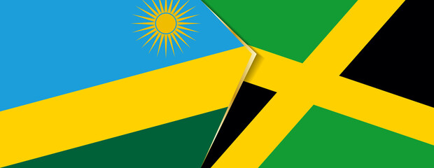 Rwanda and Jamaica flags, two vector flags.