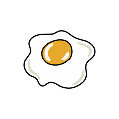 fried egg doodle icon, vector color illustration