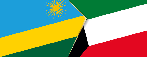 Rwanda and Kuwait flags, two vector flags.
