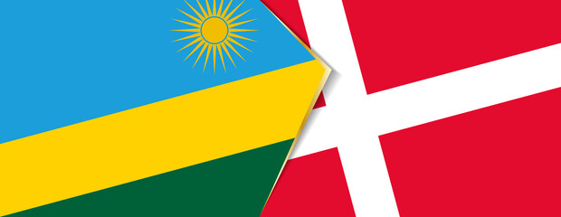 Rwanda and Denmark flags, two vector flags.