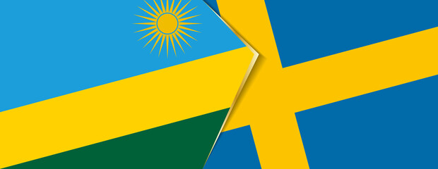 Rwanda and Sweden flags, two vector flags.