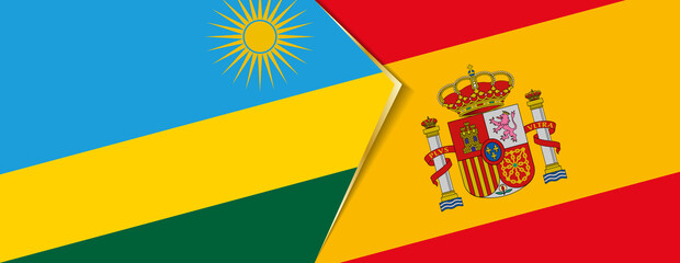 Rwanda and Spain flags, two vector flags.