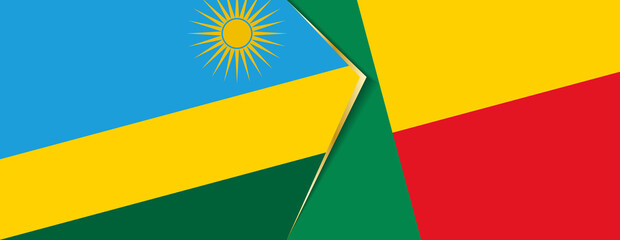 Rwanda and Benin flags, two vector flags.
