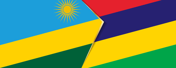 Rwanda and Mauritius flags, two vector flags.