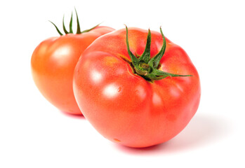 fresh tomato on white background.