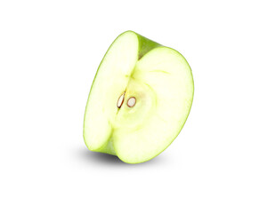 Sliced apple green isolated on white background.