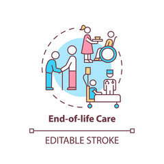 End-of-life care concept icon. Nursing center for patients with terminal illness. Family doctor idea thin line illustration. Vector isolated outline RGB color drawing. Editable stroke