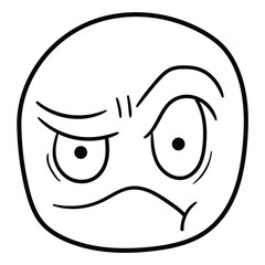 Angry face line art cartoon
