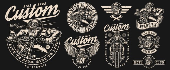 Vintage custom motorcycle emblems set © DGIM studio