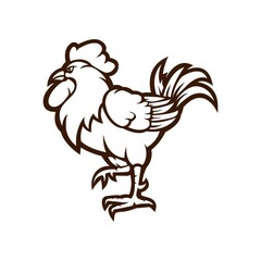 Vector illustration of a chicken.black and white version