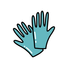 medical gloves doodle icon, vector color illustration