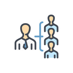 People organization and Business structure color line icon. Employee relationship and Staff hierarchy vector outline colorful sign.