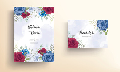 Floral design wedding invitation card with beautiful flower decoration