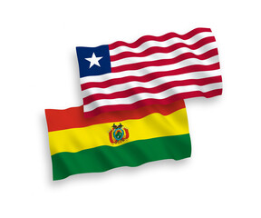 Flags of Liberia and Bolivia on a white background